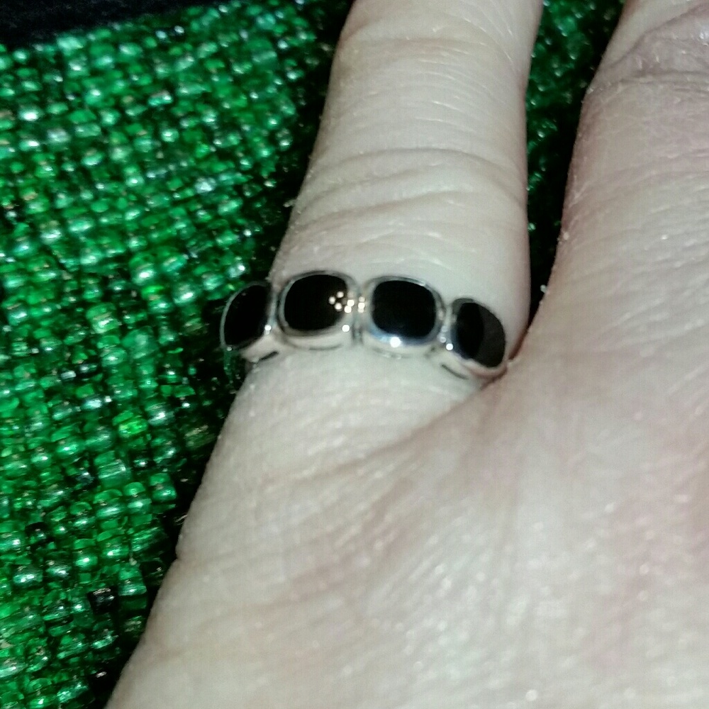 .925 Silver Onyx Ring Size 5
